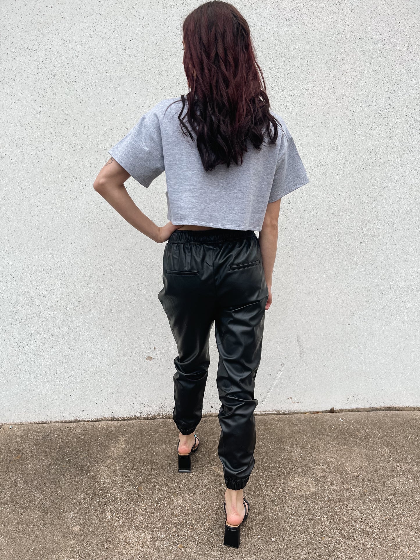 Faux leather joggers - back view 