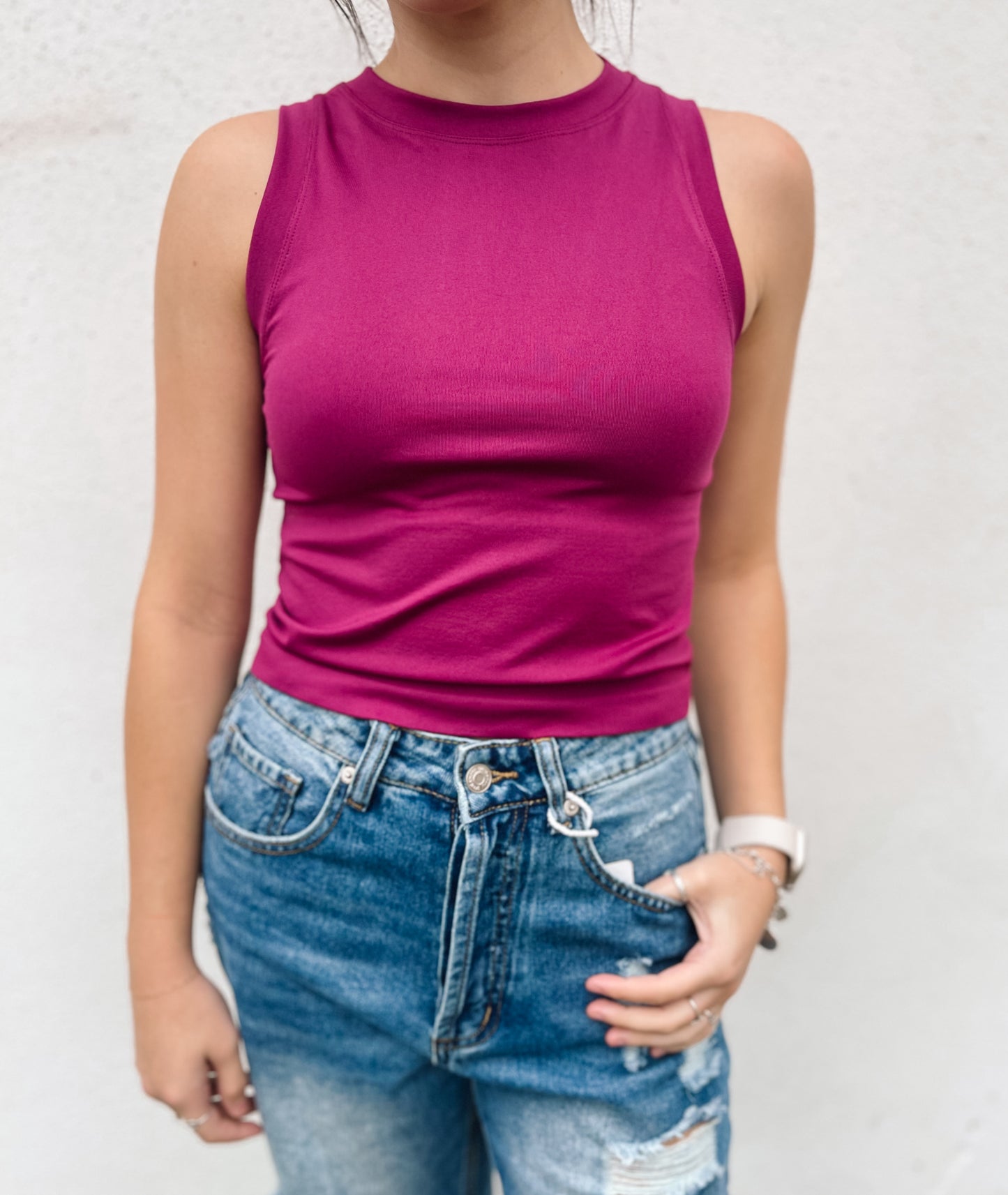 Pink cropped tank top