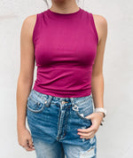 Pink cropped tank top