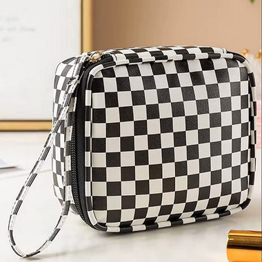 Running Around Checkered Makeup Bag