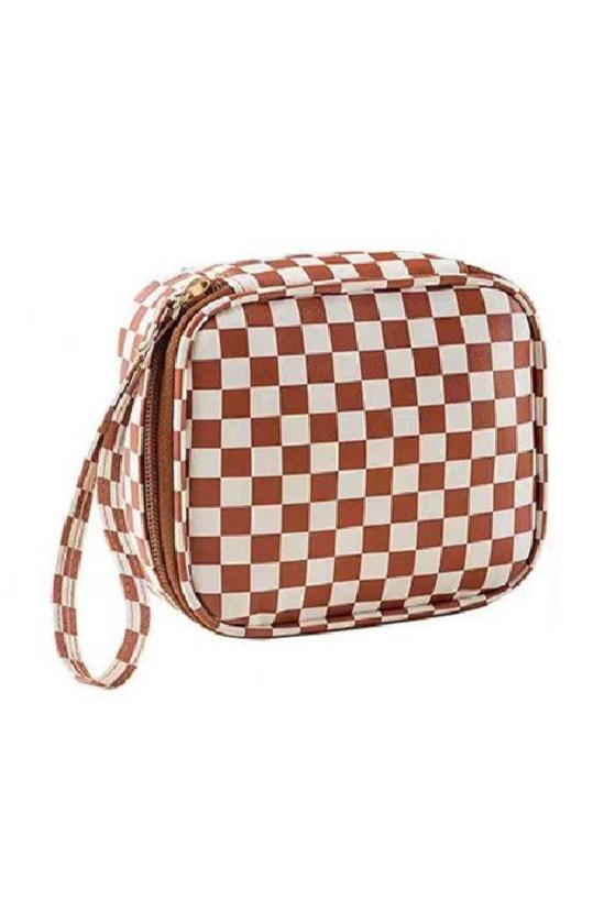 Running Around Checkered Makeup Bag