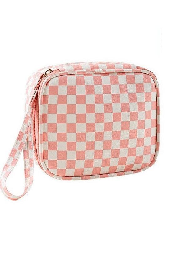 Running Around Checkered Makeup Bag