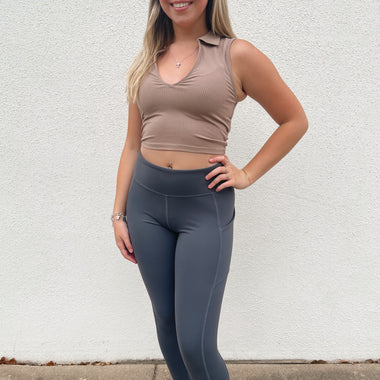 Grey butter soft leggings with pockets 