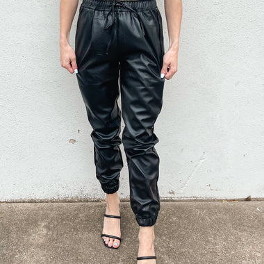 Faux leather joggers 