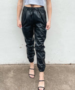 Faux leather joggers 