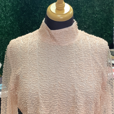 Elegant Long Sleeve Lace Pearl Top