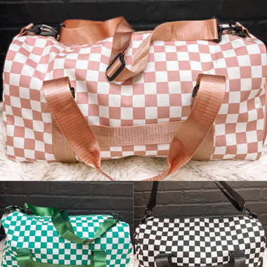 Checkered duffle bag, gym bag