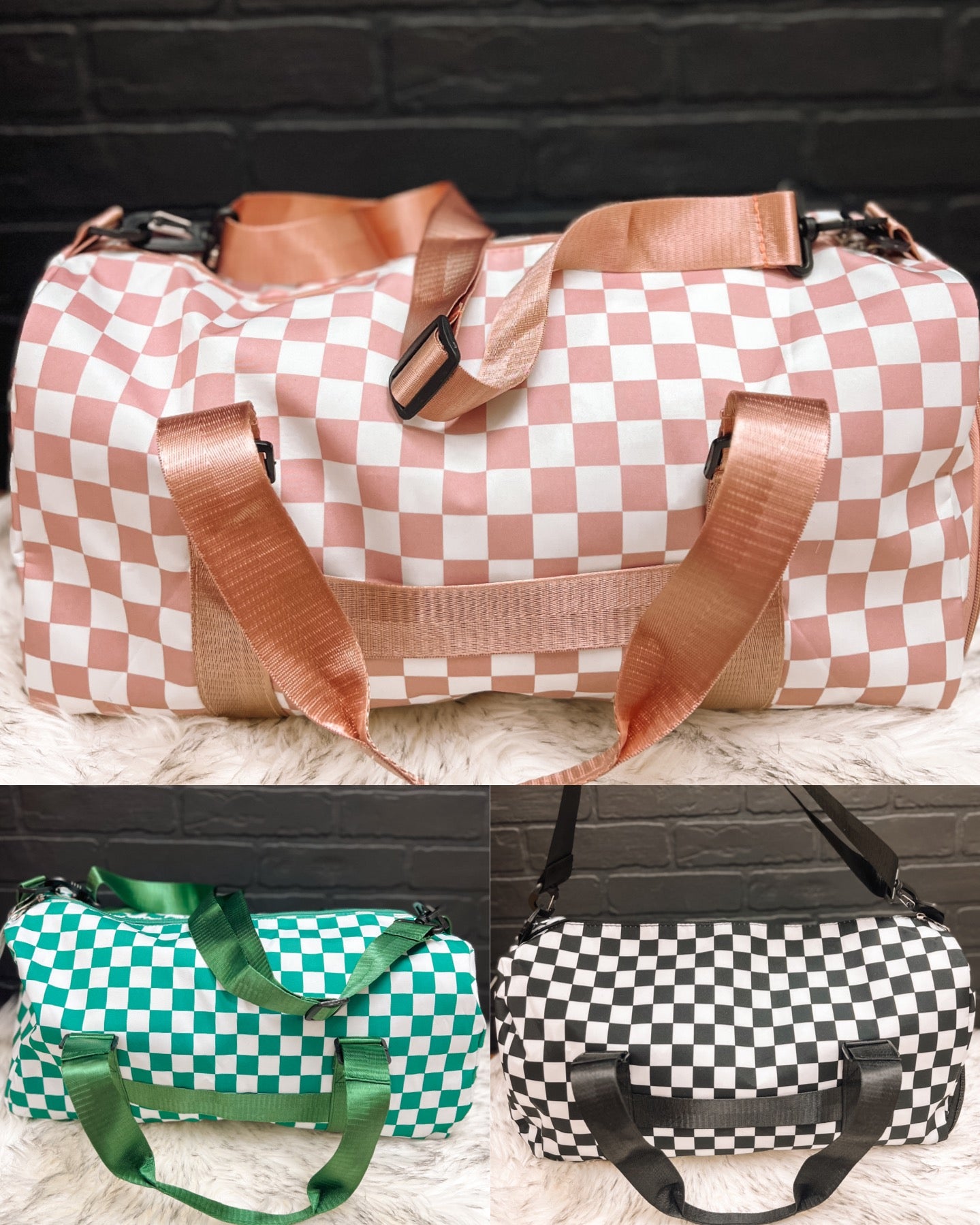 Checkered duffle bag, gym bag