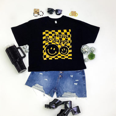 Smile Long Crop Graphic Tee