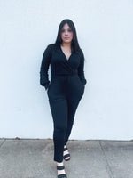 Solid Knit Tie Jumpsuit