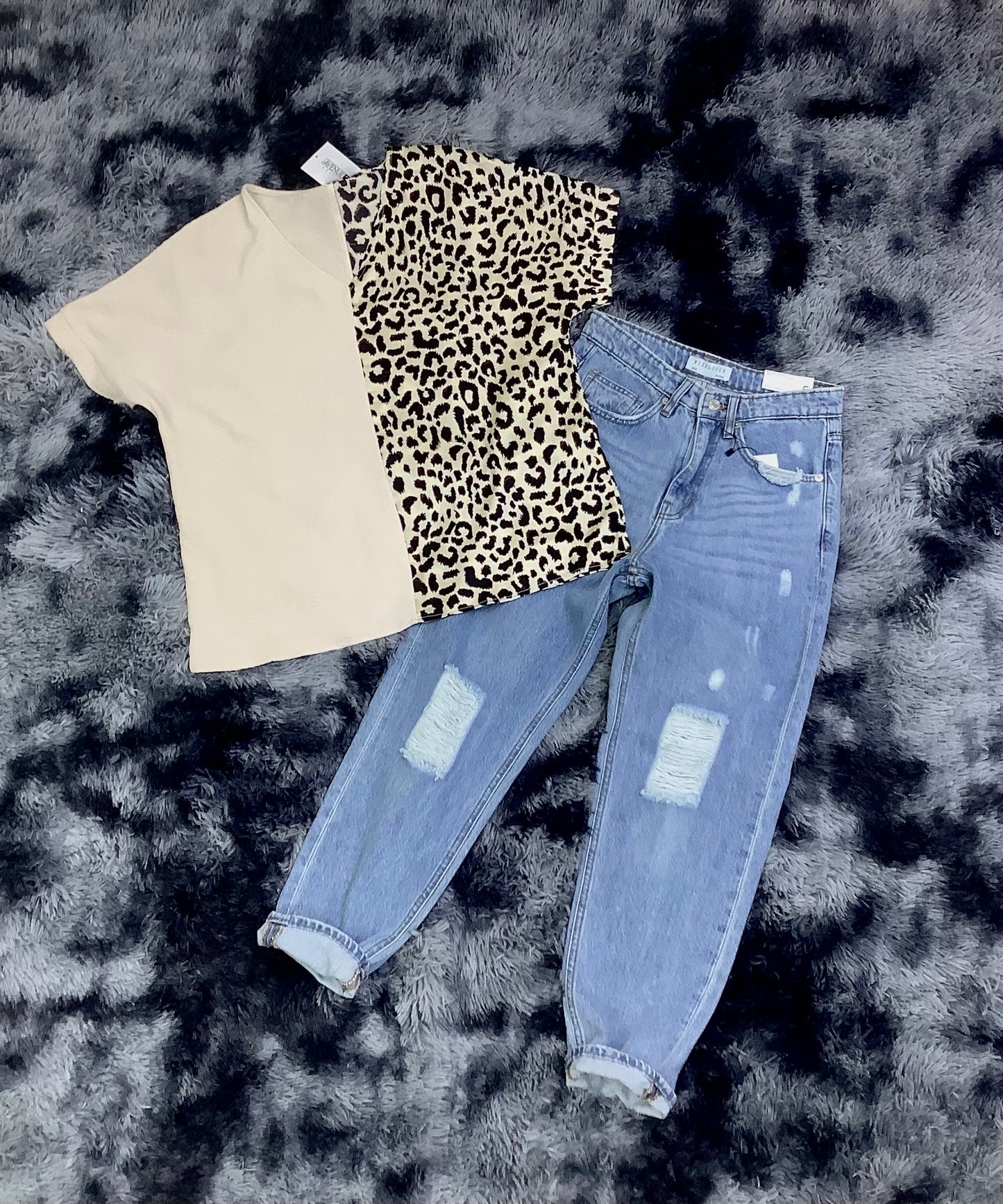 Josey Leopard Color block Blouse