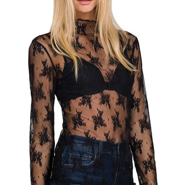 Blooming Lace Sheer Long Sleeve Top