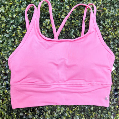 Pink sports bra with removable padding 