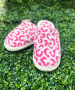 Pink leopard house slippers