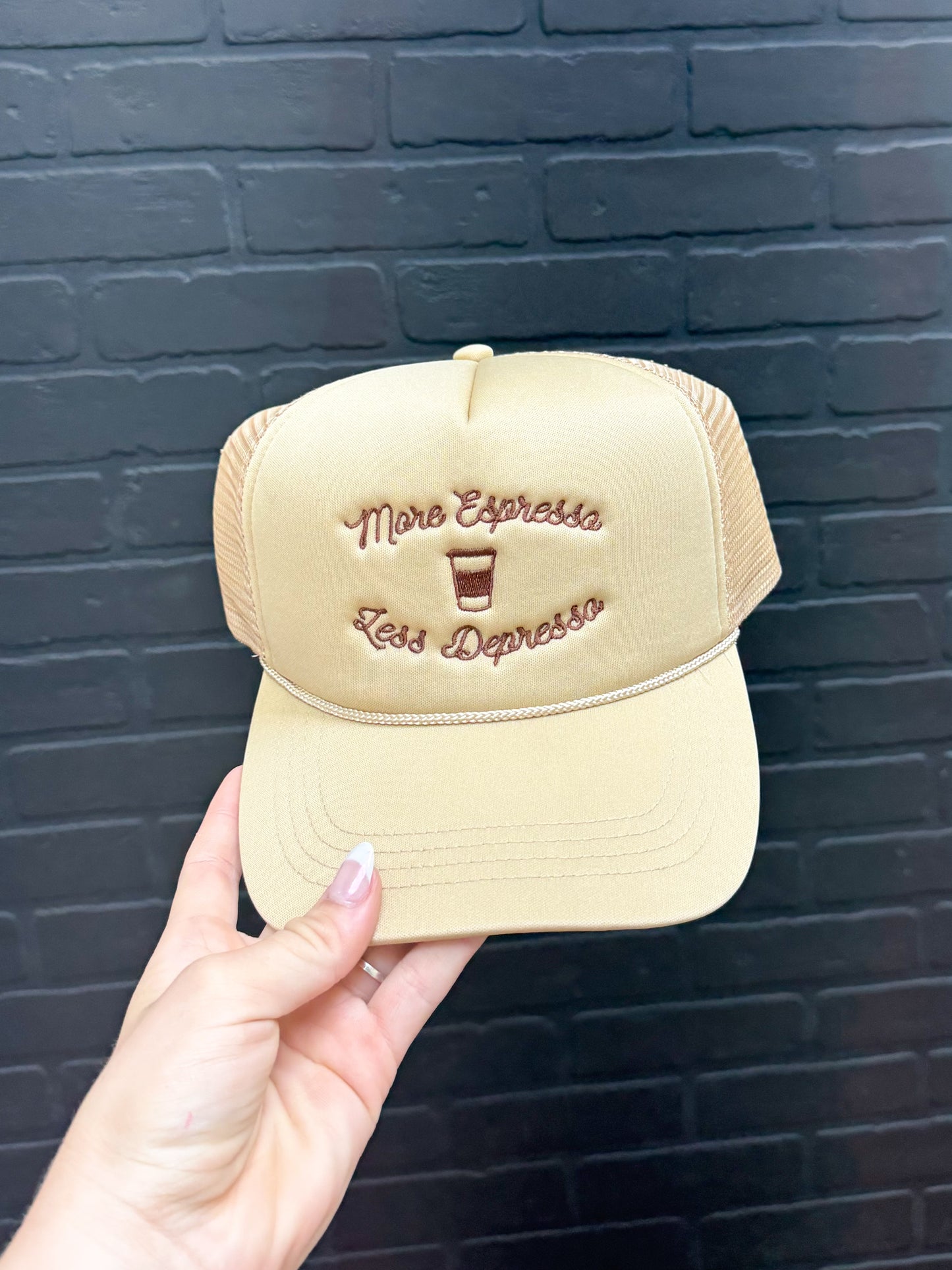 More Espresso Less DepressoTrucker Hat