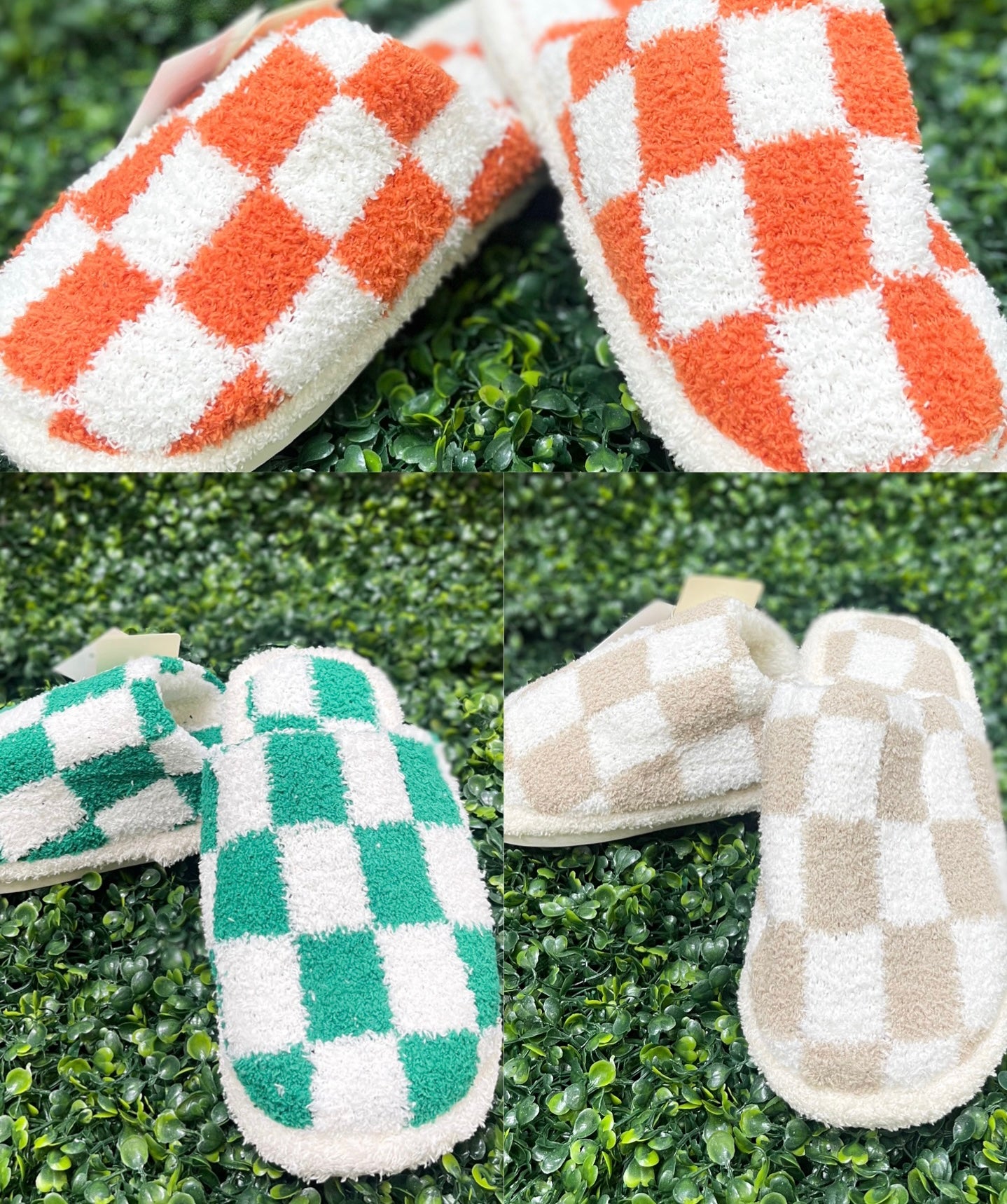 Checkered soft house slippers 