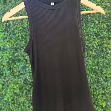 High neck ribbed tank top