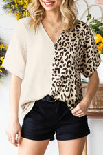 Josey Leopard Color block Blouse