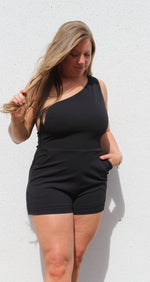 One shoulder romper black