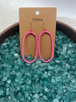 Hot pink diamond oval earring