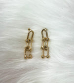 Gold chain link dangle earring