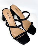 Black strappy dress heel shoe