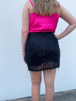 Black sequence skirt back