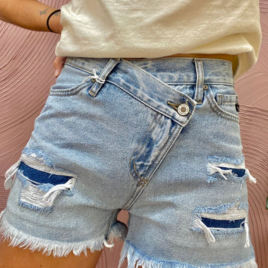 Saylor High Waisted Distressed Short