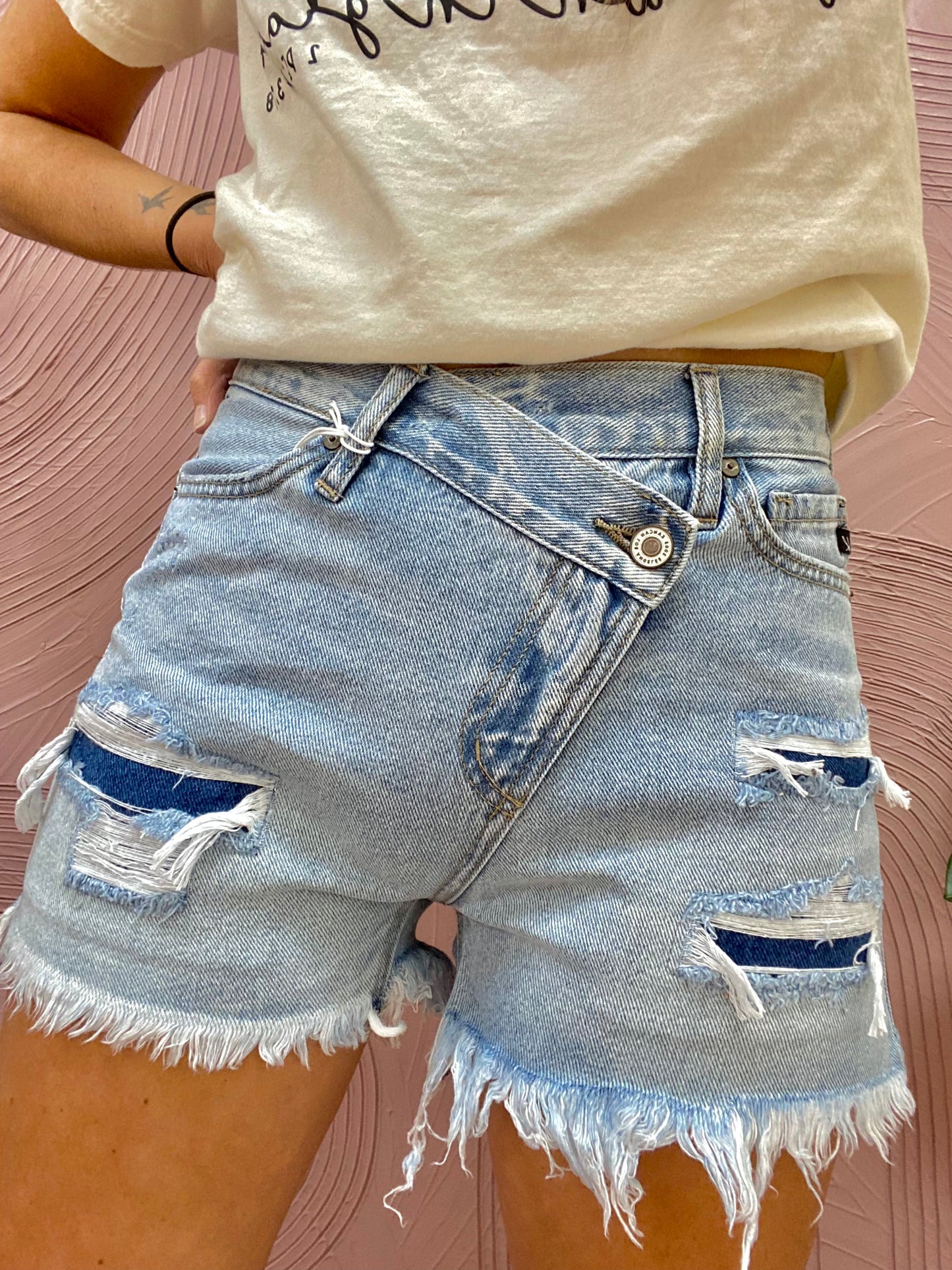 Saylor High Waisted Distressed Short