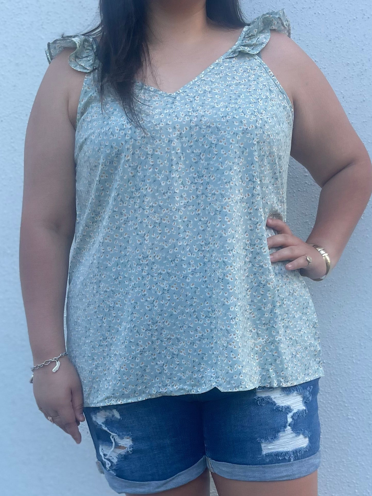 Floral plus size tank top