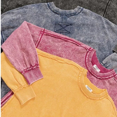 Acid Wash Front Pocket Sweatshirt